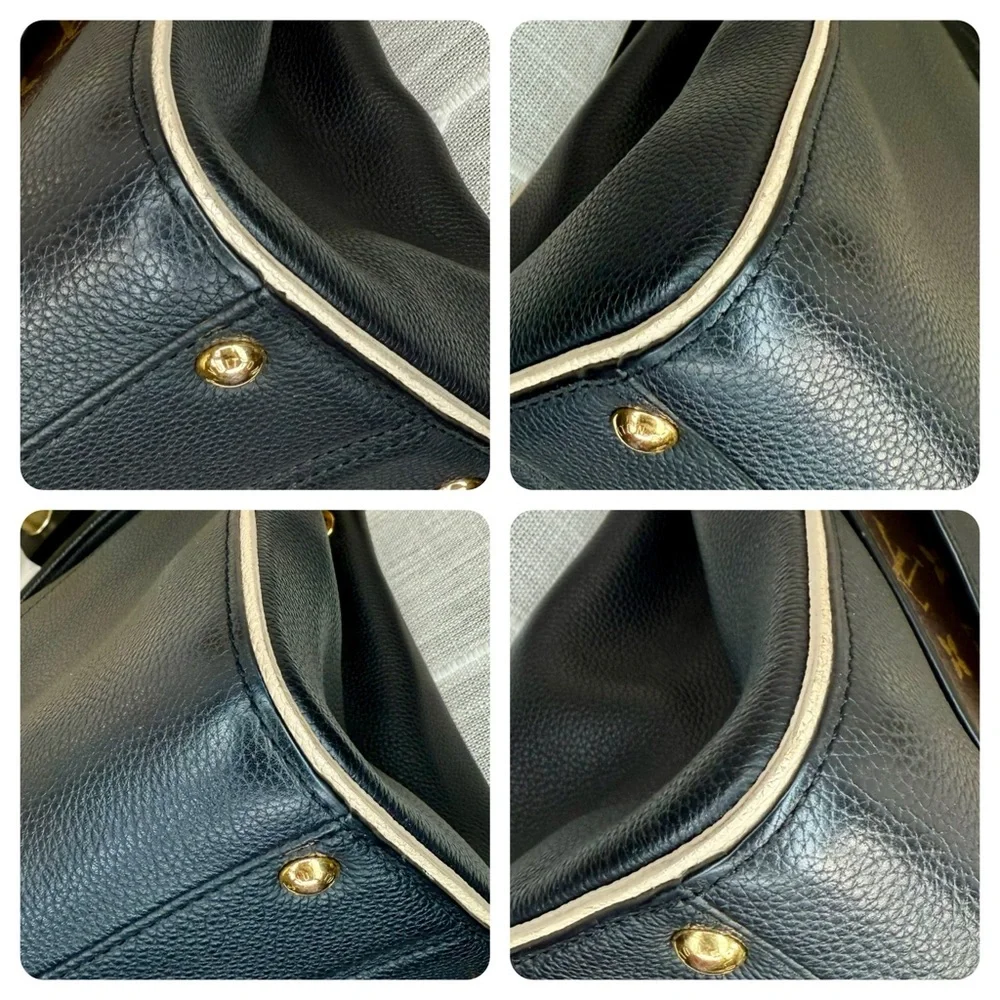 SOLD Louis Vuitton Black Calfskin & Brown Monogram Coated Canvas Double V Bag - Picture 16 of 17